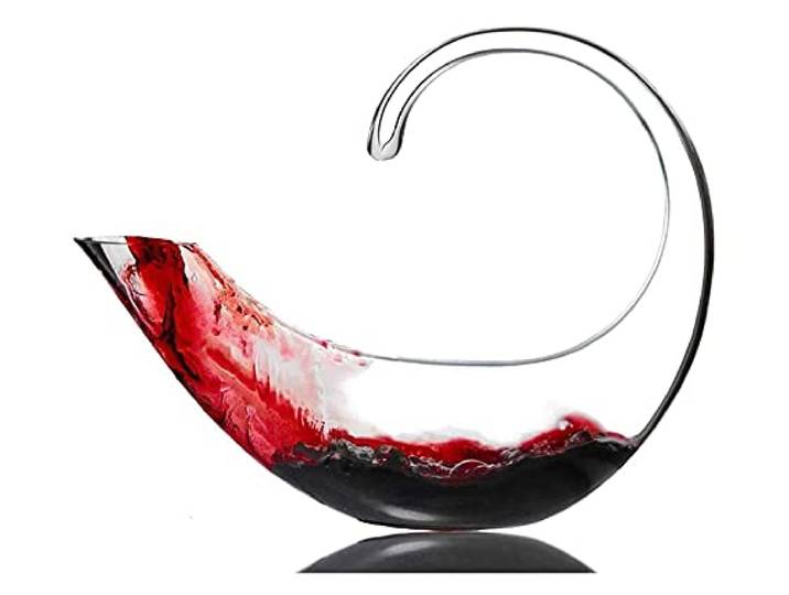 Dicker Weindekanter, Mundgeblasenes Kristall-Dekanter-Set for Whisky und Wein, 200 Glasblöcke, handgefertigt, mit Gummidichtung, Glasstopfen
