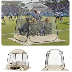 VEVOR Transparentes Zelt, 160x160x182 cm, Pop-up-Zelt für 2–4 Personen, Sportzelt mit Bodenmatte & oberer Abdeckung, Outdoor-Bubble-Zelt, Campingunterstand für Veranstaltungen, Angeln, Jubeln