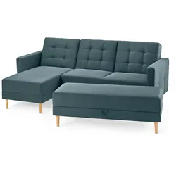 Tchibo - Federkern-Eckschlafsofa »Just Relax« mit Stauraumbank - 222x144x92cm - blaugrau -