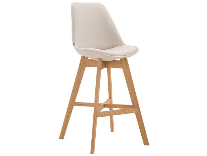 TPFLiving Barhocker Canada Gestell Natura Stoff - Creme