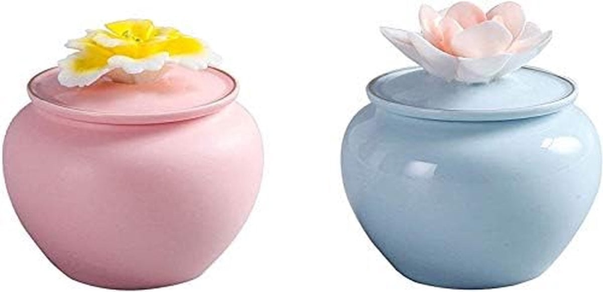 Set van 2 handgemaakte keramische decoratieve herdenkingsurnen