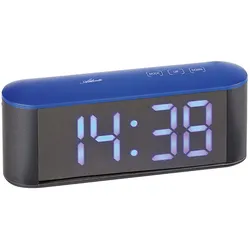 Atlanta 1133/5 Wecker mit LED-Anzeige Anthrazit / Blau