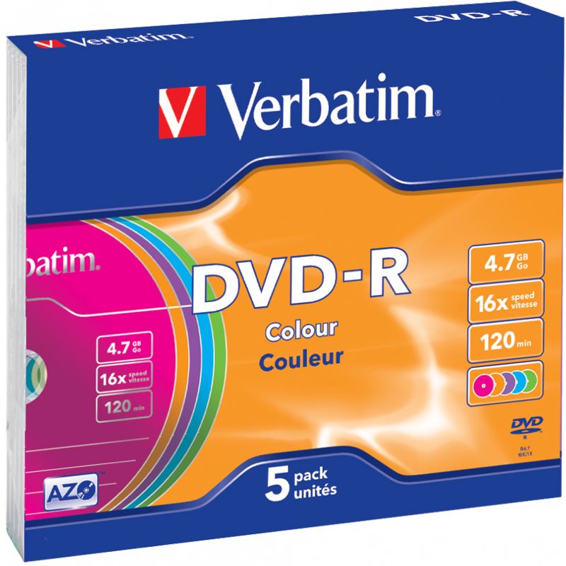 Verbatim DVD-R 4.7 GB Colours 5er Slimcase (43557)