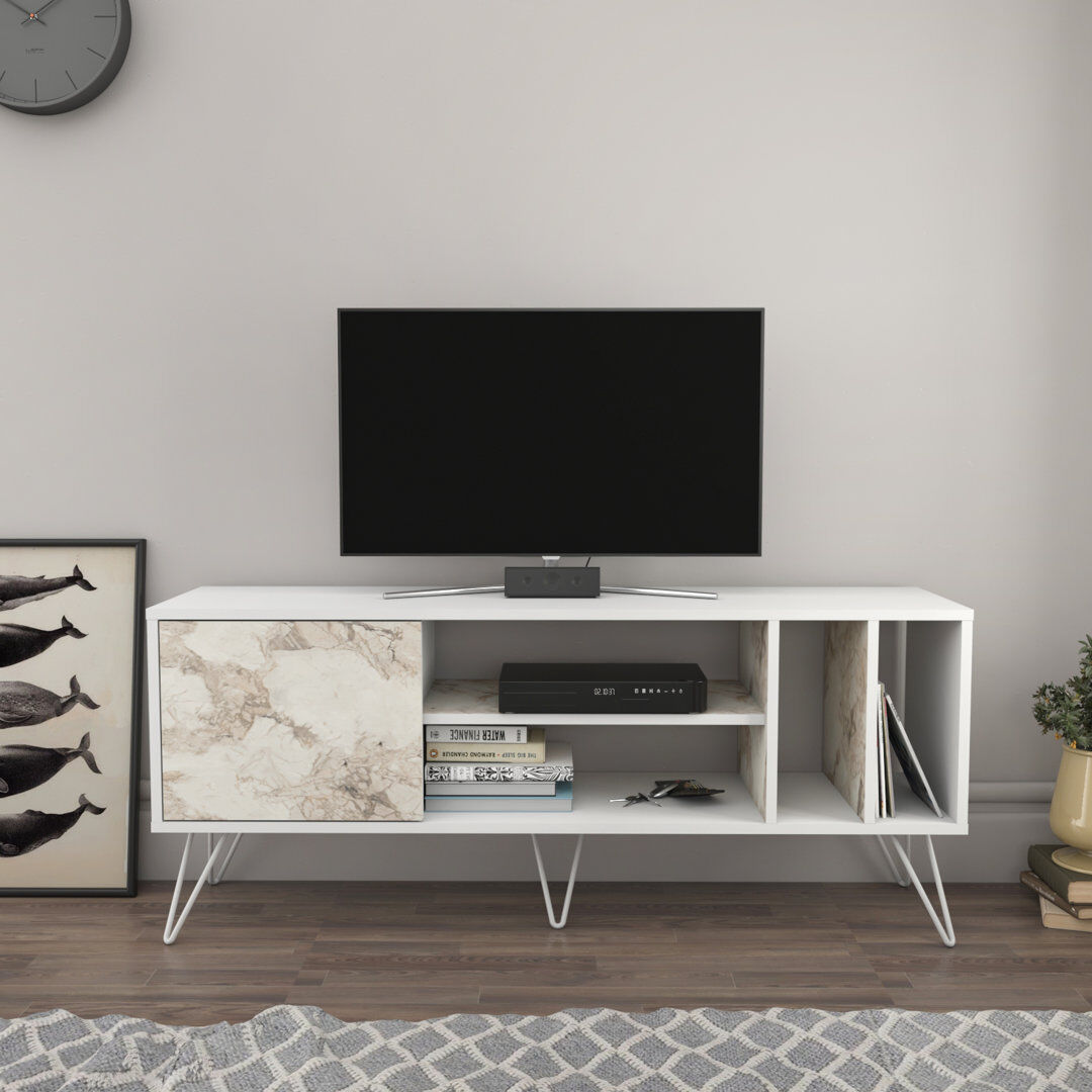 Mercury Mistico TV Stand for TVs up to 60" White Marble Effect/White 60"