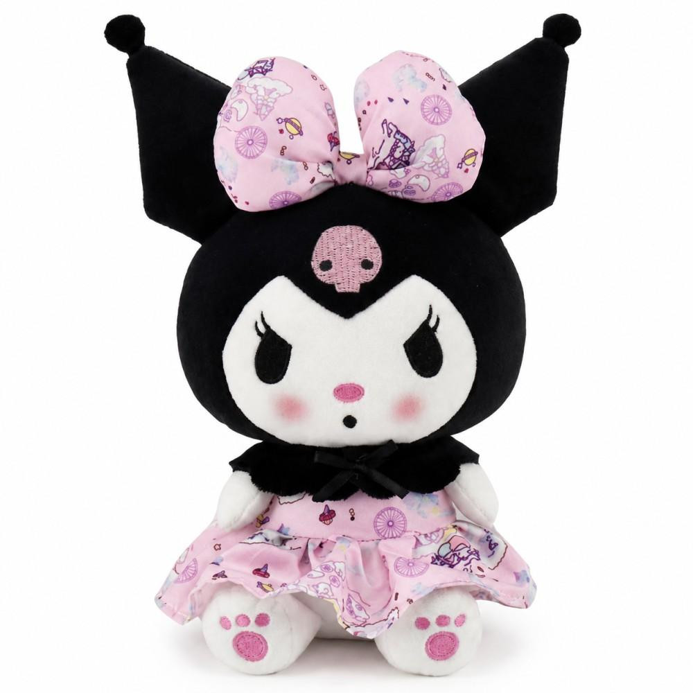 Wiztex Sanrio Kuromi Knuffel met Roze Strik, 23 cm, Roze