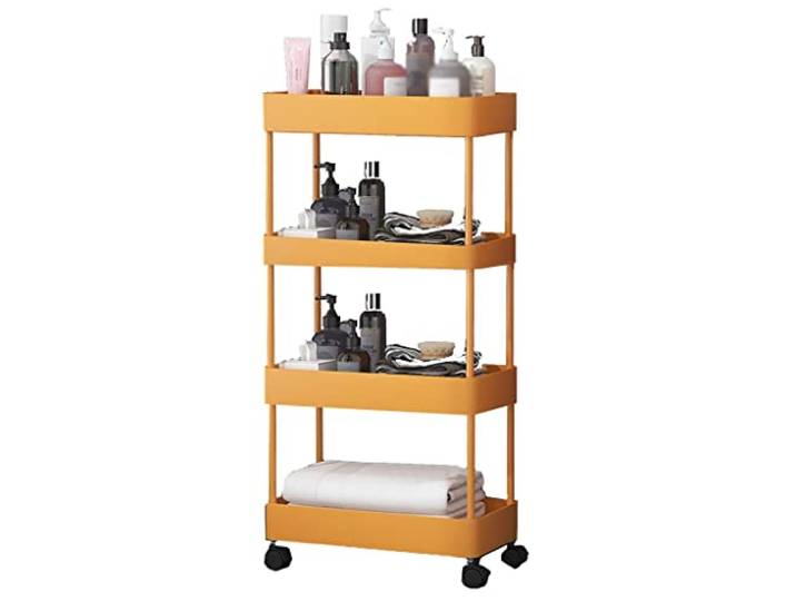 ROHCGHC Rollwagen, Schmaler Wagen Rollen Bad Küche Waschküche Aufbewahrung(/Yellow,4 Tier)