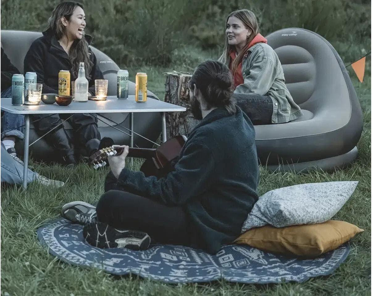Zeltteppiche EASY CAMP "Bilberry Ø 150 cm", blau (grau), Teppiche, B : 150cm 1 Stk., L: 150cm, Polypropylen (PP), Zeltteppiche, B:150cm L:150cm grau B : 150cm 1 Stk., L: 150cm