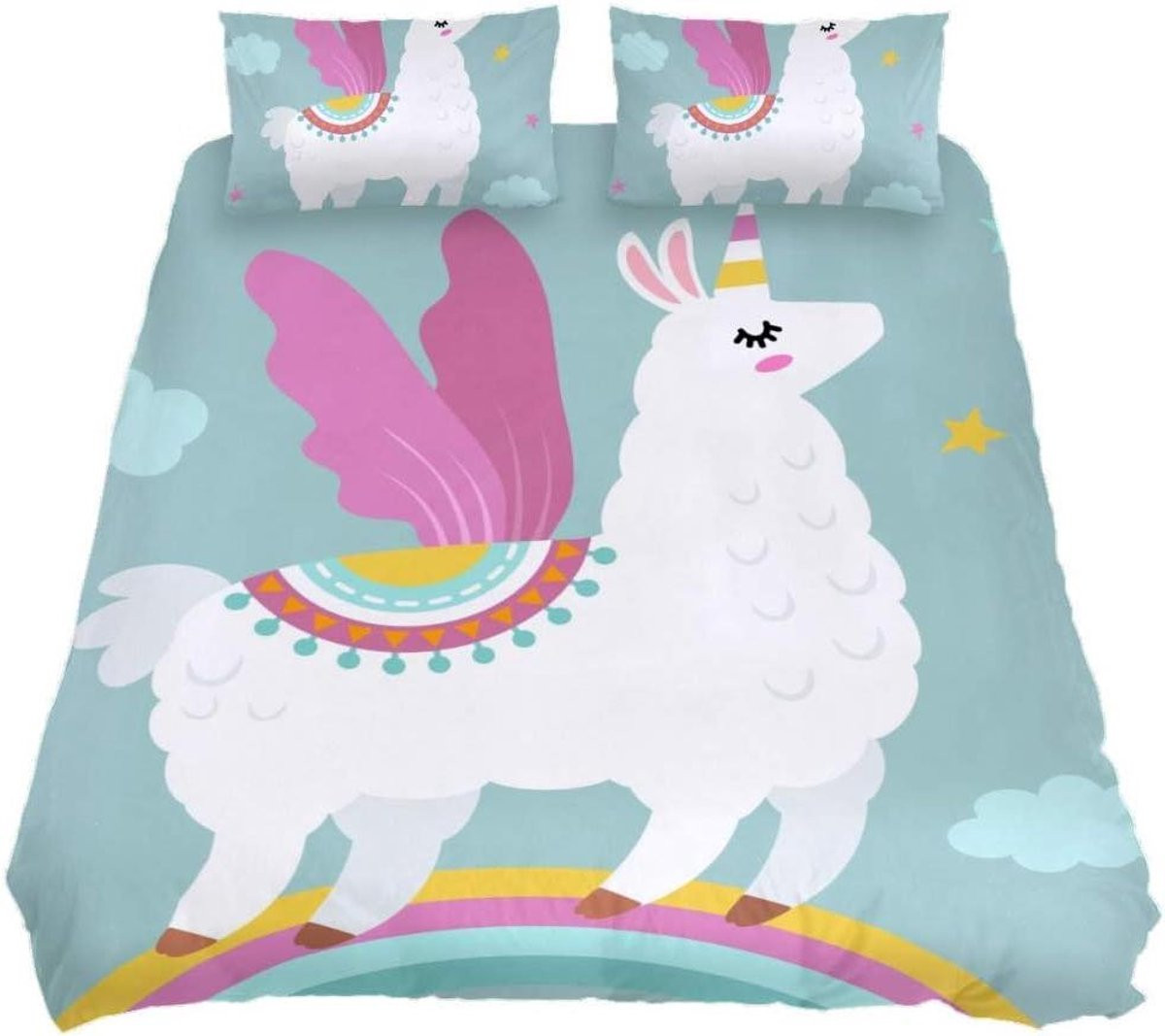 3-delige dekbedovertrek set met llama print voor volwassenen, multicolor