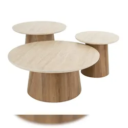 KAWOLA Couchtisch PRETO Set 3-tlg. Keramik weiß