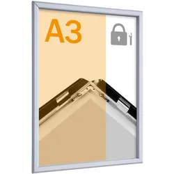 Sicherheits-Klapprahmen A3 silber | 19 mm, Aluminium