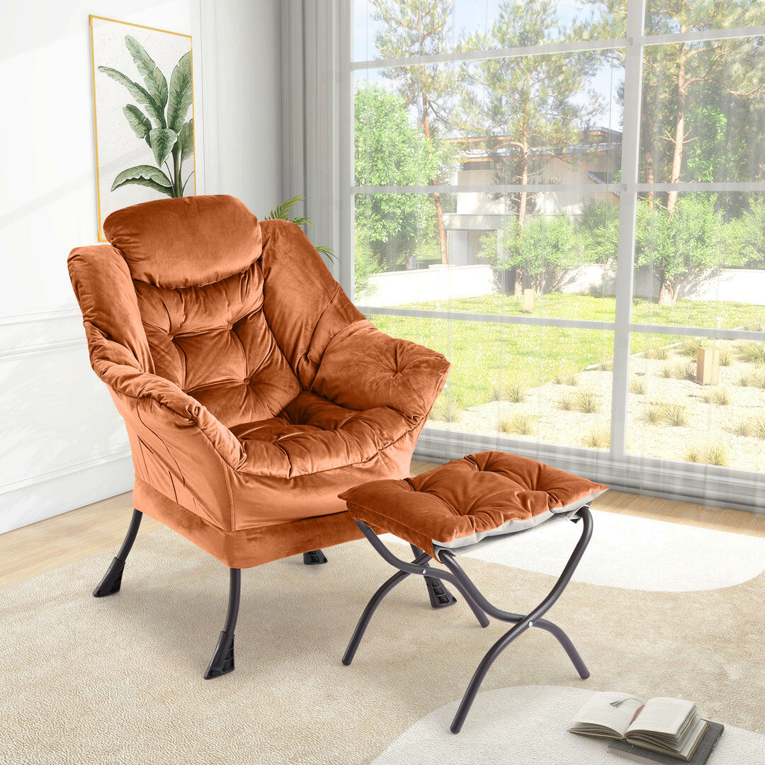 George Oliver Upholstered Armchair Orange 99.06cm H X 83.82cm W X 68.58cm D