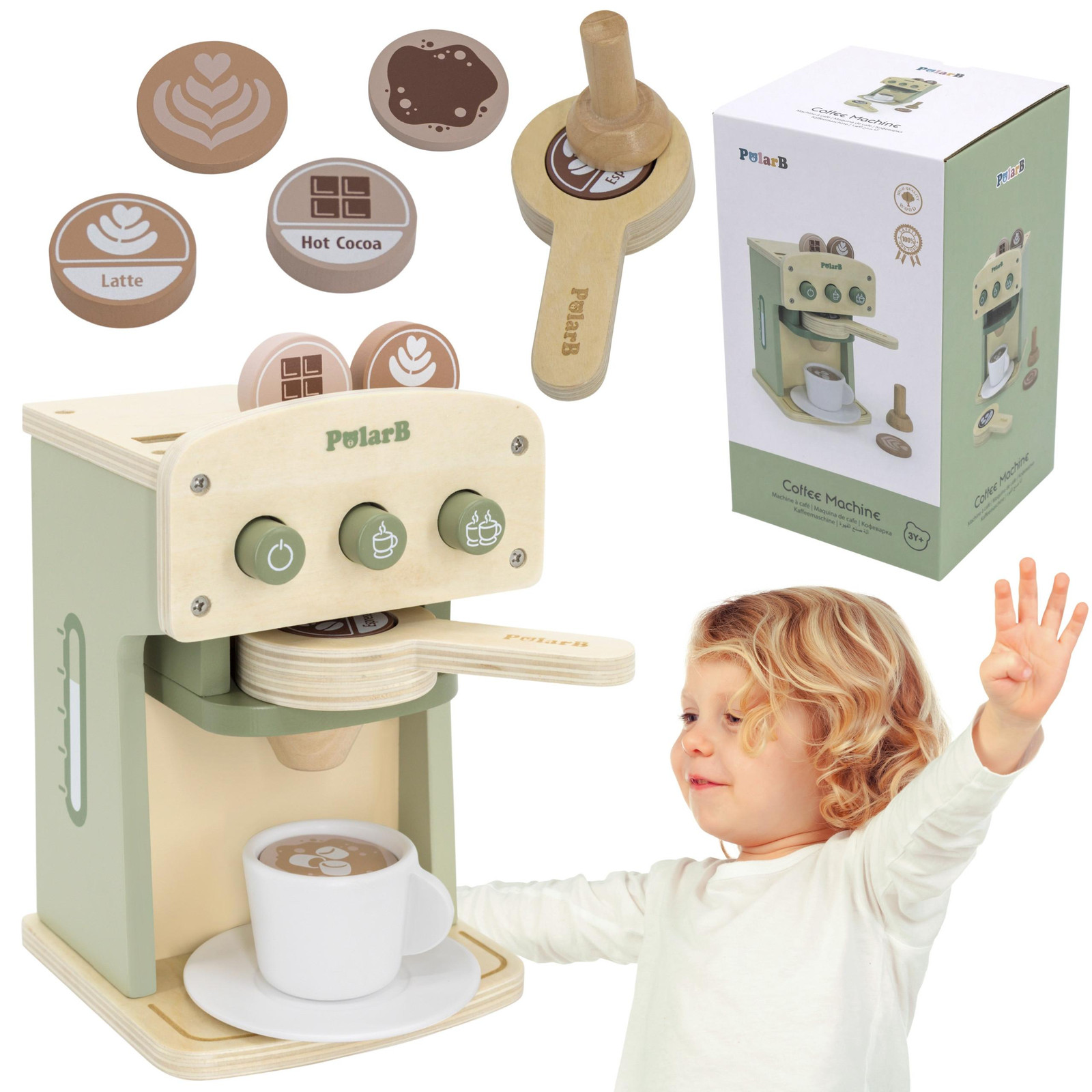 Viga Polarb Houten Koffiezetapparaat Groen met Accessoires
