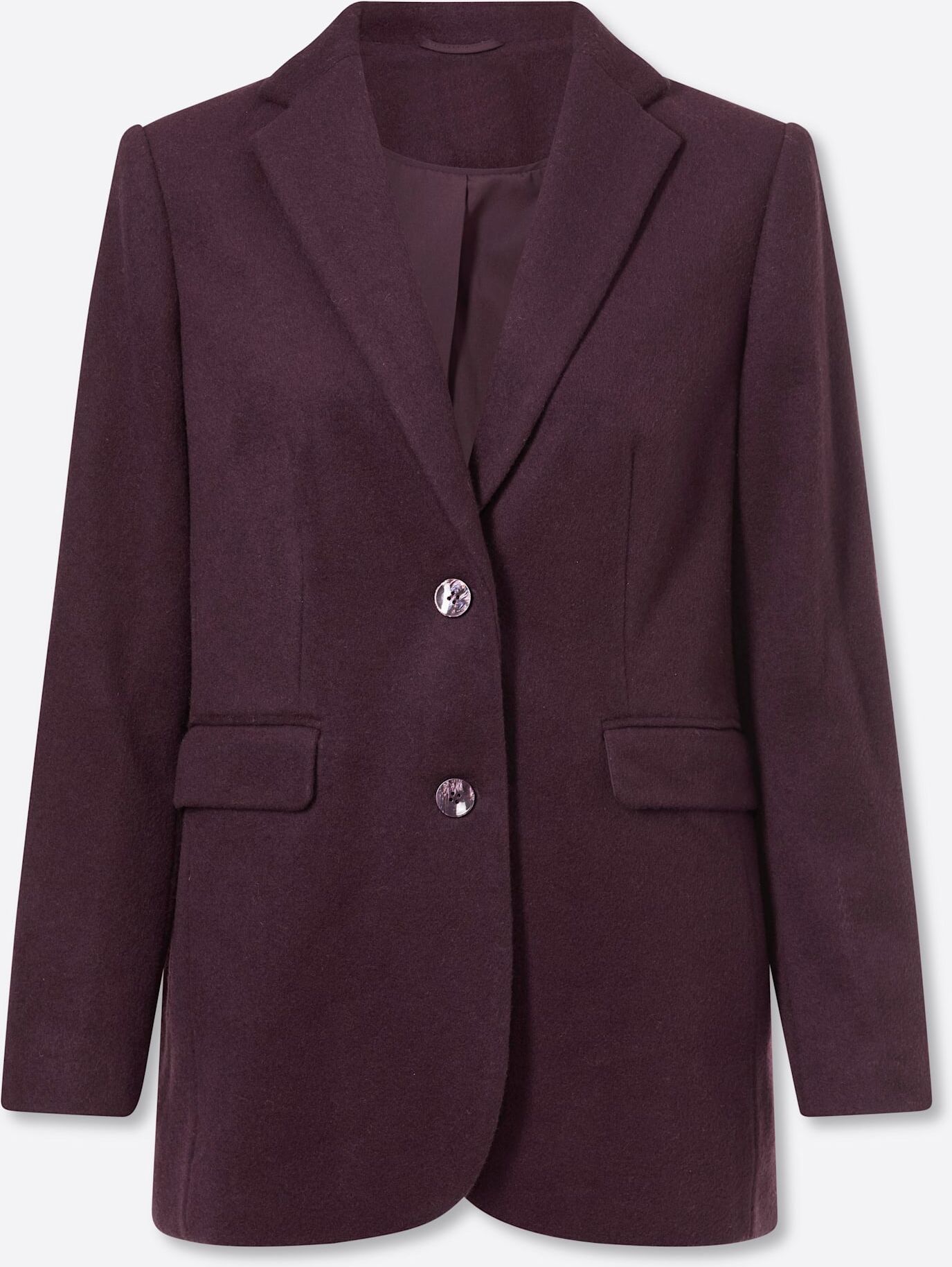 Jackenblazer HEINE "Blazer", Damen, Gr. 50, aubergine, 50% Polyester, 50% Wolle, Blazer Jackenblazer aubergine 50