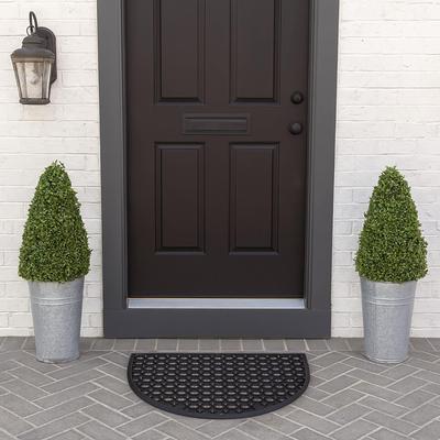 Evideco Half Moon Rubber Door Mat 23.5 x 15.75 Inches - 23.5 L x 15.75 W x 0.6 H