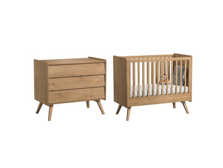 Lit bébé et Commode à langer Vox Vintage Bois