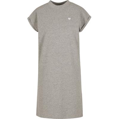 Shirtkleid MISS TEE "Miss Tee Heart EMB Ladies Turtle Extended Shoulder Dress", Damen, Gr. XS, US-Größen, ohne Ärmel, grau (erdgrau), 100% Baumwolle, normal, Rundhals, Kleider Shirtkleid