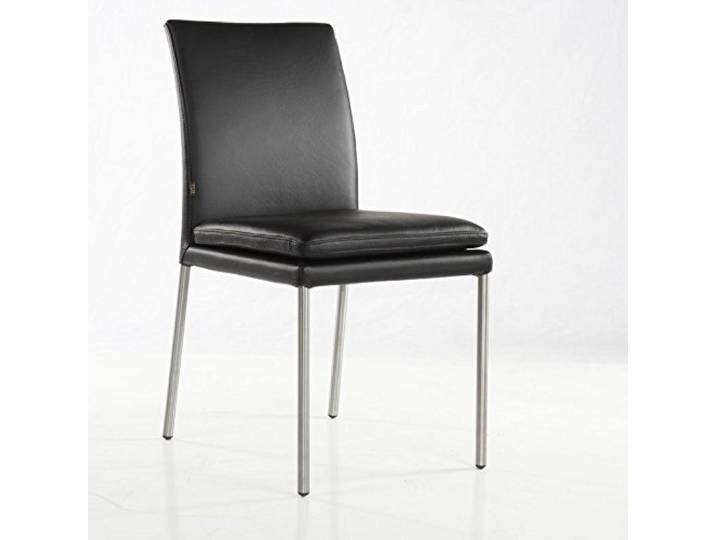 SIX Lederstuhl Ricco Rindsleder Schwarz Leder-Stuhl Lederstühle Edelstahl