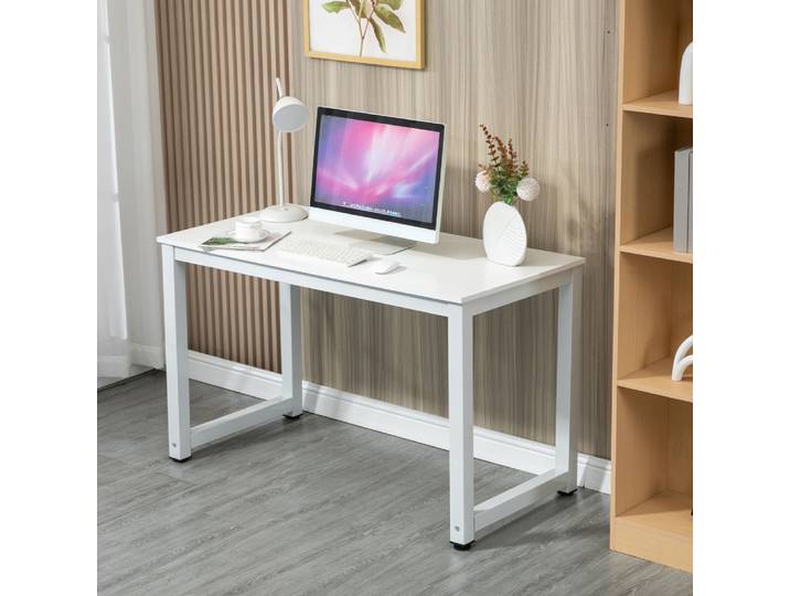 Bureau d'ordinateur blanc de 120 Cm – Bureau d'écriture/jeu multifonctionnel, assemblage facile, bureau compact pour le bureau à domicile/salle d'étude