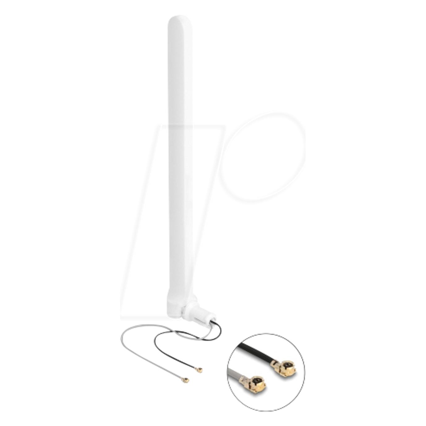 Delock WiFi 6 Doppelantenne 2 x I-PEX Inc., MHF I Stecker 2 (WLAN) (90581)