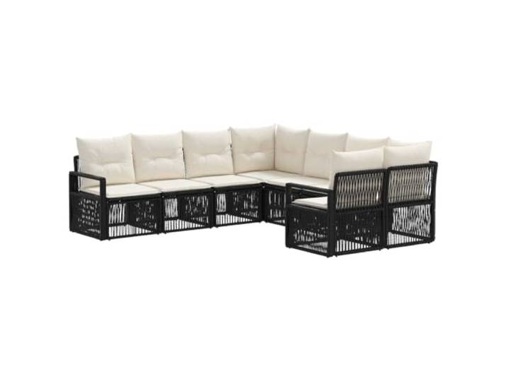 GHVBNMF Gartenmöbel Set 8-Sitzer Poly-Rattan Modular Schwarz Lounge 8-tlg. Flexibles Sitzelement für Terrasse und Veranda mit waschbaren Bezügen und verstellbaren Füßen für festen Stand.