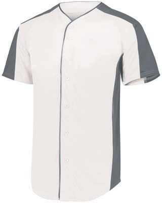 Augusta Sportswear 1655 Athletic Full-Button Baseball Jersey T-Shirt in white size Small   Polyester