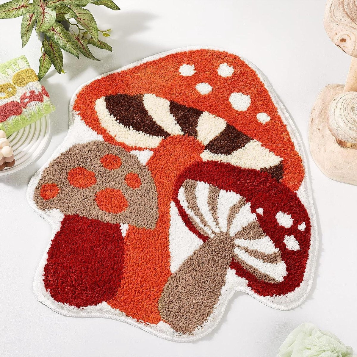 Rode badmat met antislip achterkant voor badkamer decoratie, 66 x 56 cm