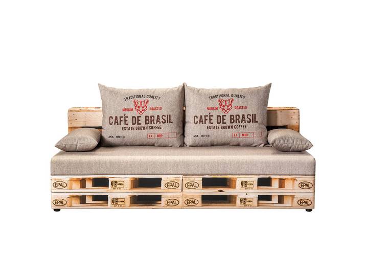 Schlafsofa Gabun Braun/Beige/Braun/Beige Flachgewebe 193 x 88 x 91cm Wellenunterfederung Modern