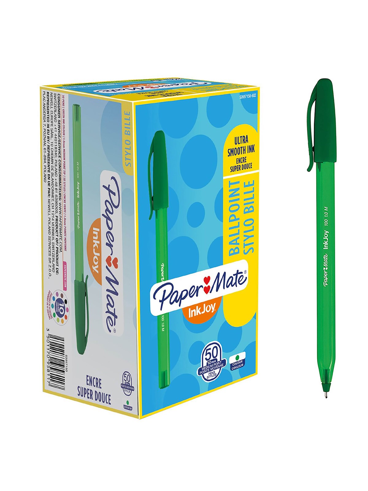 Paper Mate InkJoy 100ST Kugelschreiber | mittlere Spitze (1,0 mm) | Grün | 50 Stück