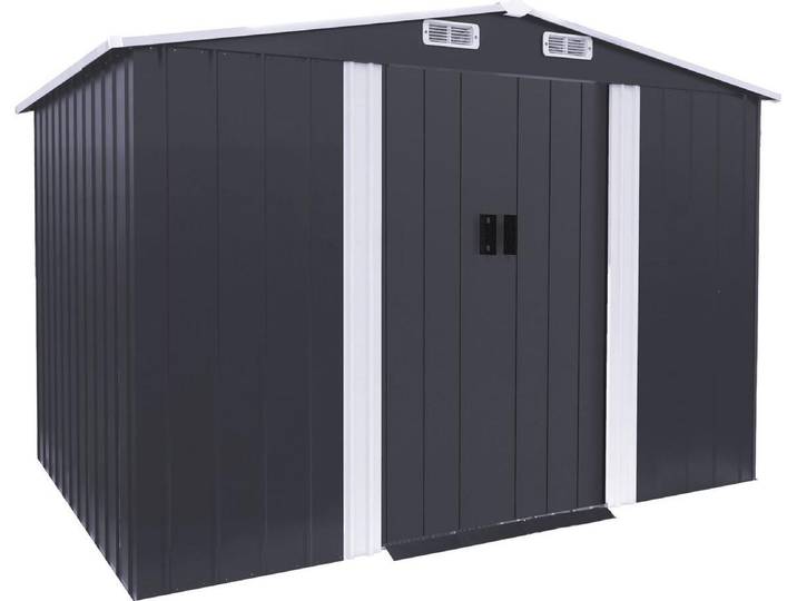 Gartenhaus aus Metall \ Boston\ – 5,29 m² (4,76 m² Grundfläche) – Grau
