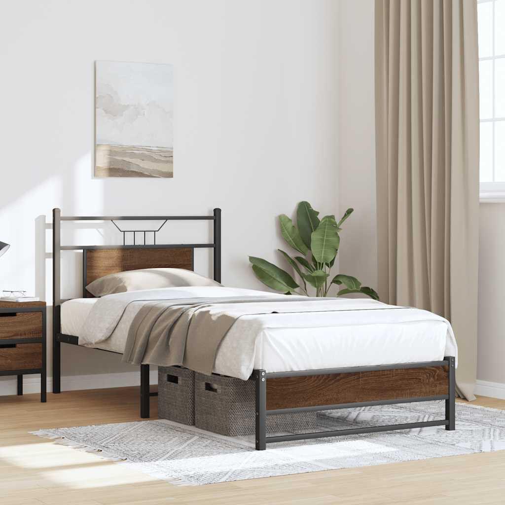 Borough Wharf Bed Frame Without Mattress Engineered Wood Brown Oak Single (3')