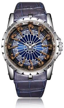 Inspired Finds UTHAI CQ312 Medieval Knight Quartz Watch For Men silver Rose Blue