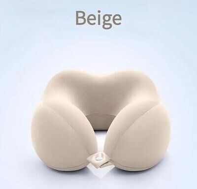 Inspired Living Travel Ready U Shaped Neck Pillow Ergonomic Comfort For Travel & Office Naps beige