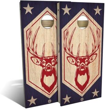 Skip's Garage Red White Buck Outdoor Cornhole Board Set