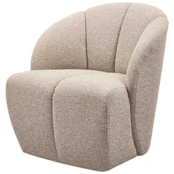 Drehsessel Mojo aus Bouclé-Stoff, modern und drehbar, Beige, komfortabel gepolstert
