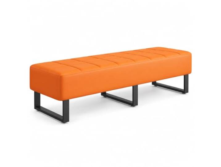JSWHYBD Wartezimmerbank aus Kunstleder, Empfangsbank mit Stahlrahmen Gepolsterte Sitzbank ohne Rückenlehne für Büro, Empfang, Lobby, Hotel, Salon & Wartebereich(Orange,80cm/31.5in)