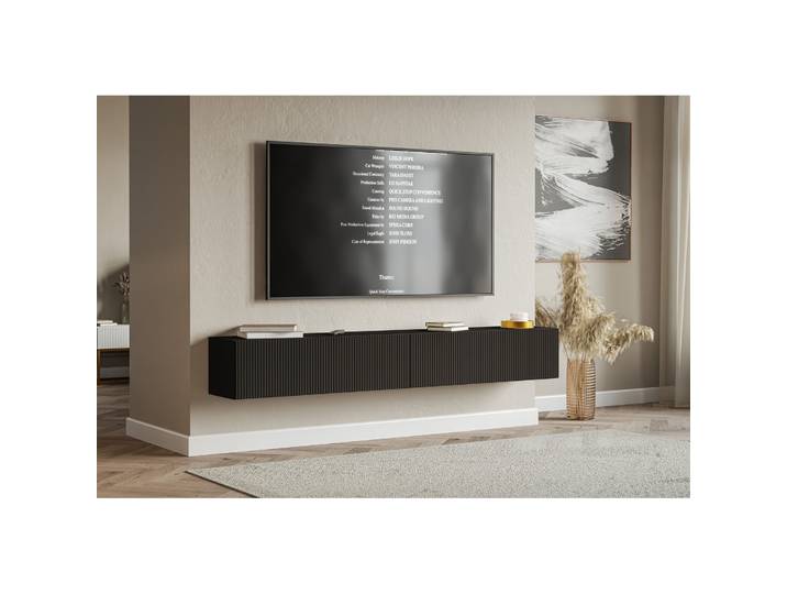 Hängender TV-Schrank Veldio mit zwei Türen, gerillte Front, 200