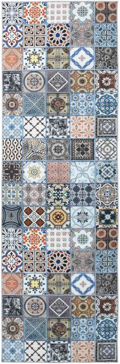 vidaXL Runner ORIZ Blauw - Modern Geometrisch Tapijt van Polyester