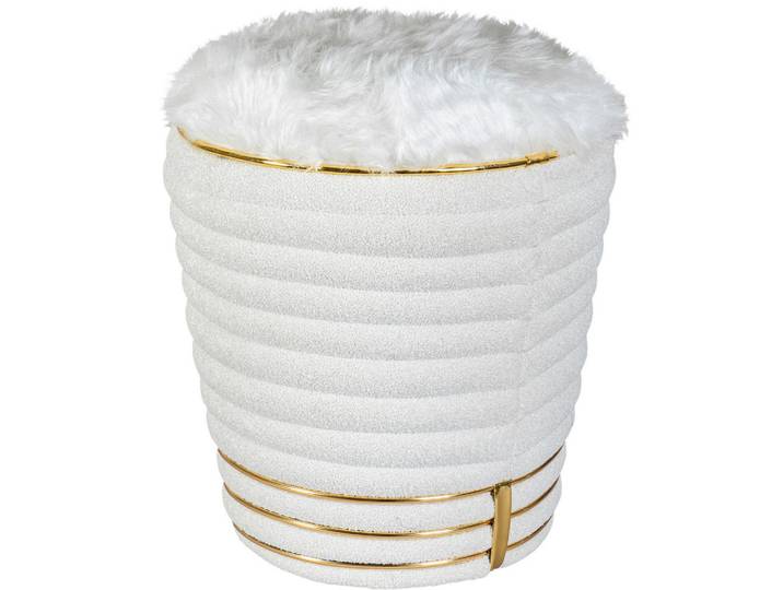 Kayoom Hocker, Weiss, Goldfarben, Textil, 50 cm, Wohnzimmer, Sessel, Hocker, Sitzhocker