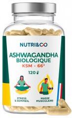 Nutri&Co Ashwagandha Bio Ksm-66® Stress Sommeil & Musculation 120 Gélules - Pot 120 gélules