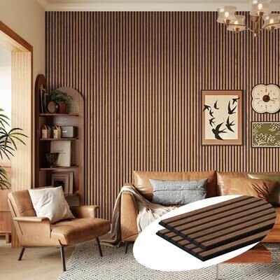 Yvanla 2Pcs Wood Slat Acoustic Wall Panels