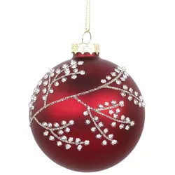Chic Antique Weihnachtskugel mit Glitzer, rot, D8 cm, Modell 2