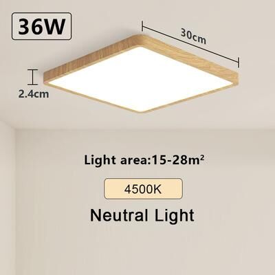 Evergreen Home Goods Smart Ceiling Lamp, Wood Grain Square Design, Alexa And Google Home Voice Control, Modern LED Ceiling Light neutral Light