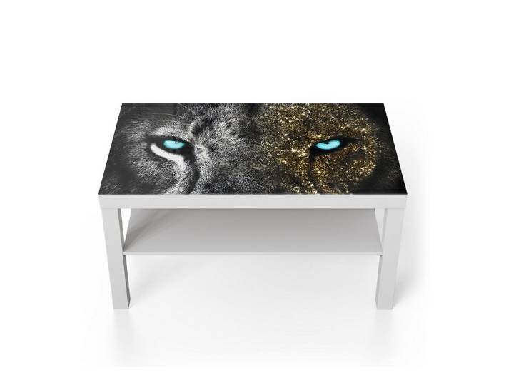 DEQORI Couchtisch 'Stolze Löwenstärke', Glas Beistelltisch Glastisch modern