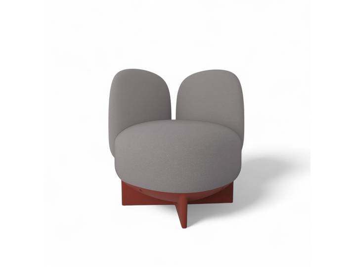 Gaber To-Go Hocker mit Rücken- & Armlehne, Grau/Ziegelrot, Neu