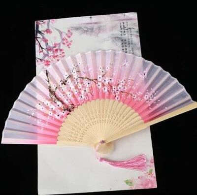 Inspired Living Retro Japanese Folding Fan Elegant Japanese Folding Fan For Women, Dance & Home Decor spring Blossoms