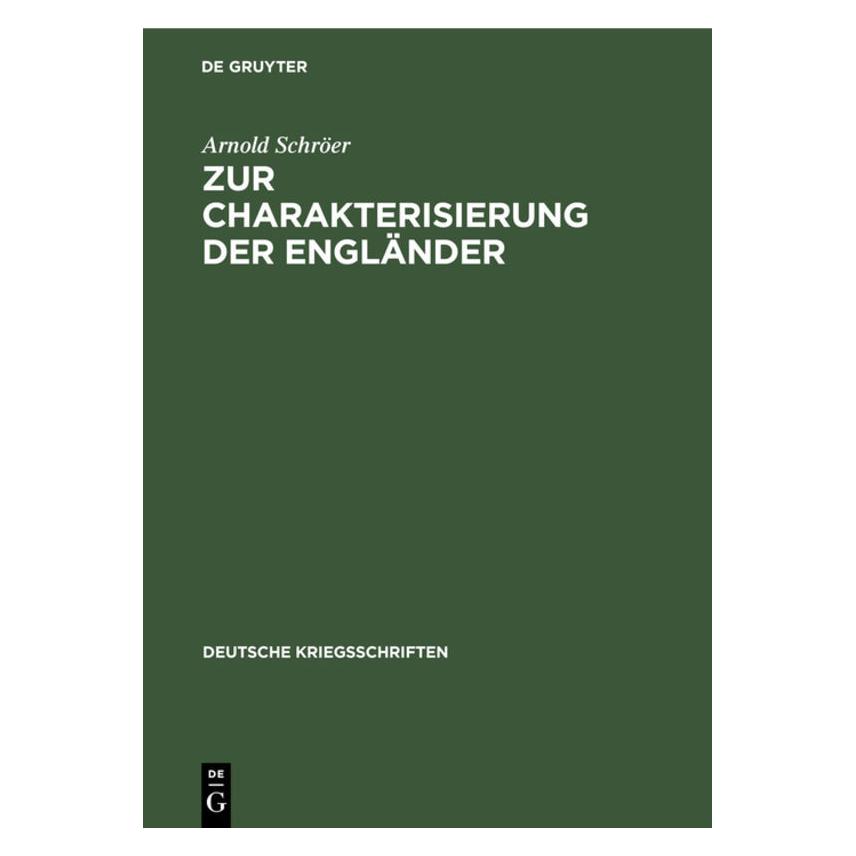 De Gruyter Schröer:Zur Charakterisierung der Englä (Deutsch, Hardcover, Arnold Schröer) (67776126)