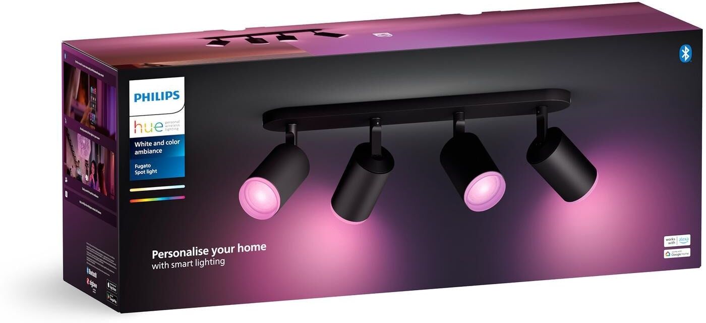 Philips HUE LED Deckenleuchte "Fugato 4er-Spot", schwarz, H: 42cm, Leuchten, LED Deckenleuchte schwarz H: 42cm