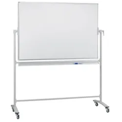Franken Stativ-Drehtafel Mobil Emaille, Aluminiumrahmen, 1200 x 900 mm, weiß
