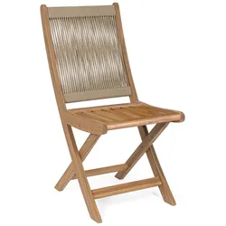 2er-Set Klappstuhl Danubio - Akazienholz Natur, Geflecht Taupe