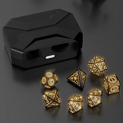 Wiederaufladbare DND Würfel Leuchtende Würfel 7 PCS Glühende balancierte LED Würfel Elektronische Würfel DD Dungeons und Dragons Polyeder Würfel Set Rollenspiel Tischspiel - Valentinstagsgeschenk
